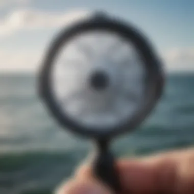 Close-up view of high-tech anemometer sensors in action