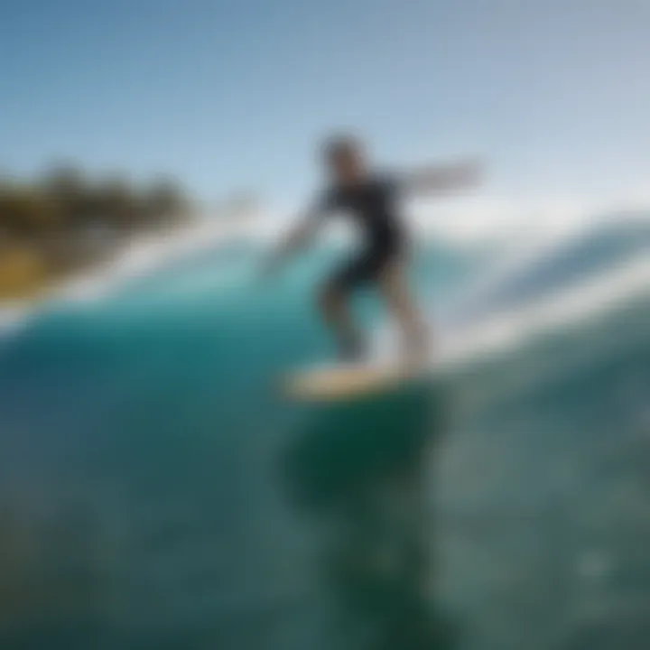 Surfer riding the artificial wave at Houston Surf Park