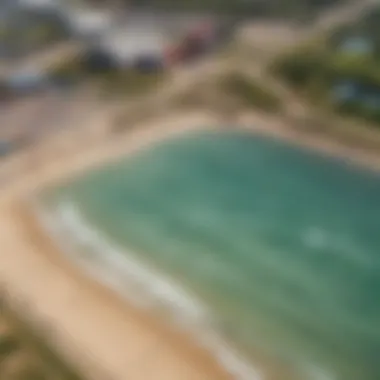 Aerial view of the bustling Houston Surf Park