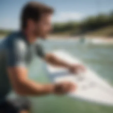 Surf instructor providing guidance to a beginner at Houston Surf Park