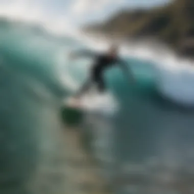 Surfer riding a wave in local surf conditions