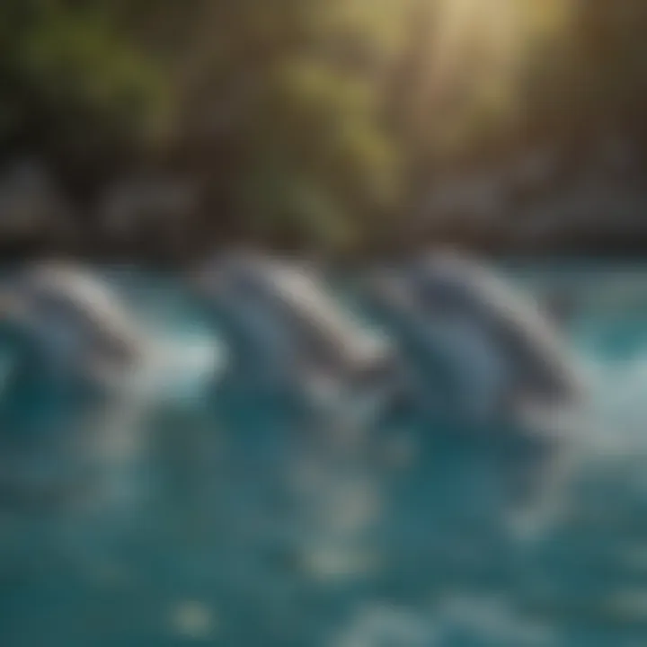 A pod of dolphins swimming together, emphasizing their social behavior and communication.