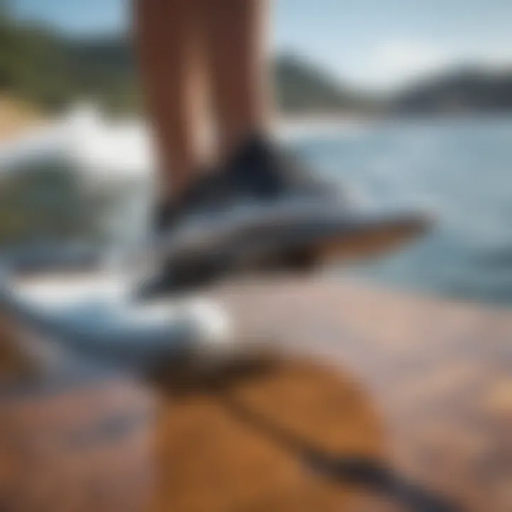 Close-up of jet propulsion mechanism on a paddle board