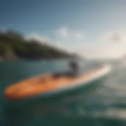 Detailed view of the Jobe stand up paddle board showcasing its unique design elements