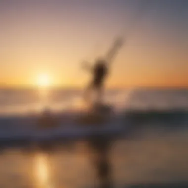 Kiteboarder catching waves under the vibrant Jupiter sunset