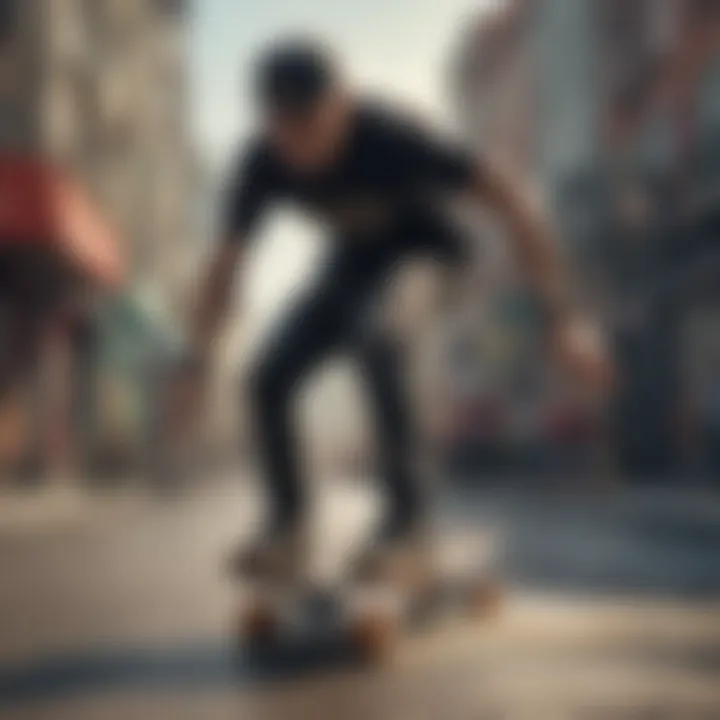 Skateboarder navigating a challenging street course