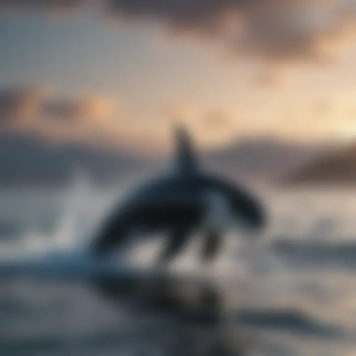 Majestic killer whale breaching the surface in a display of power