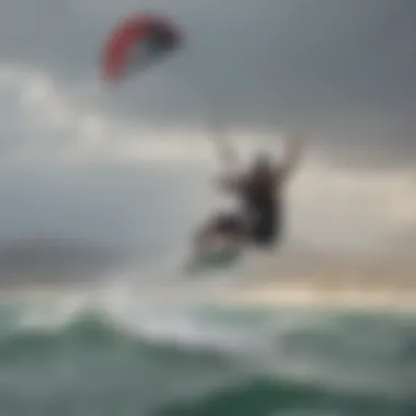 Kite surfer catching air in Mexico