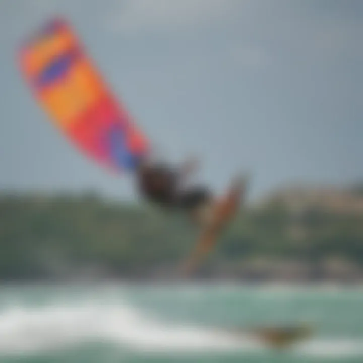 Kite surfer performing tricks with colorful kite in Mexico