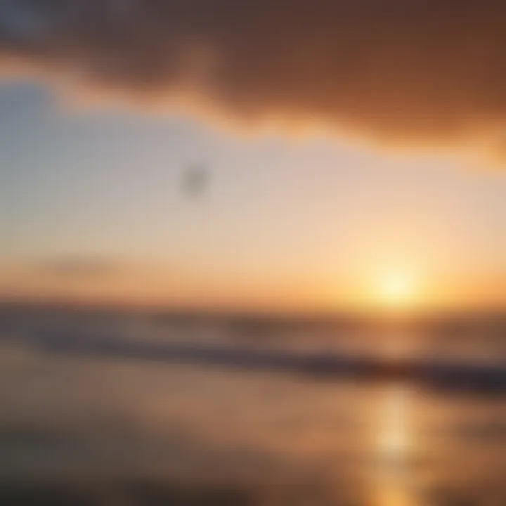 Sunset view over a popular kite surfing location in Sicily