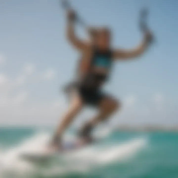 Kiteboarder enjoying the sun and wind in Aruba's ideal kiteboarding conditions