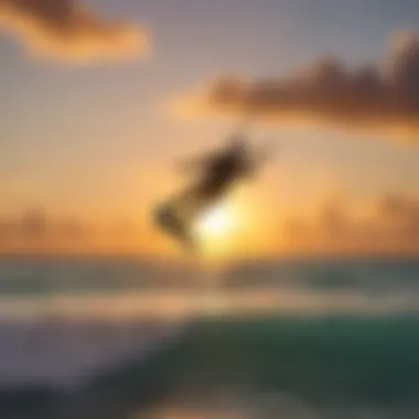 Kiteboarder soaring against the breathtaking Caribbean sunset