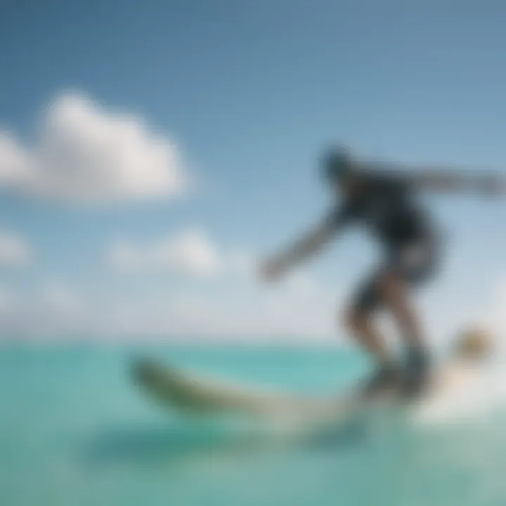 Kiteboarder mastering a trick on the turquoise waters