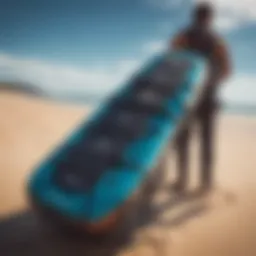 Durable kitesurf board bag showcasing various compartments