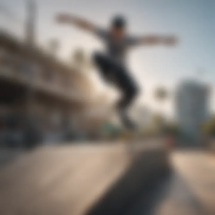 A skateboarder performing a trick on a ramp