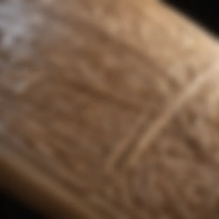 Close-up of intricate carving details on the surfboard