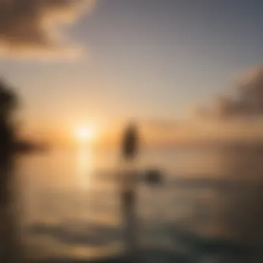 Sunset silhouette of a paddleboarder against the horizon