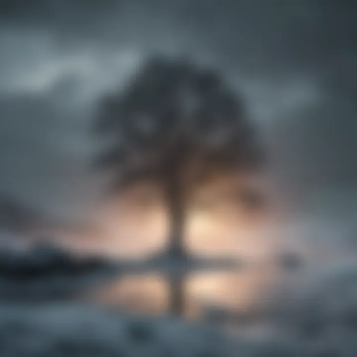 Lonely tree in a winter storm