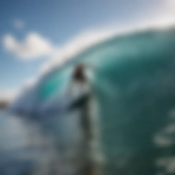 Surfer carving a perfect turn at Lymans Beach