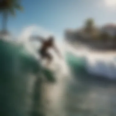 Surfer riding a barrel wave at Macao Beach