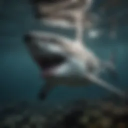 Majestic Great White Shark swimming in the crystal-clear waters around Farallon Islands