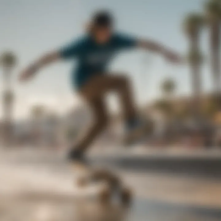 Skateboarder executing a perfect ollie with precision