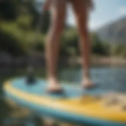 Expert foot positioning on paddle board