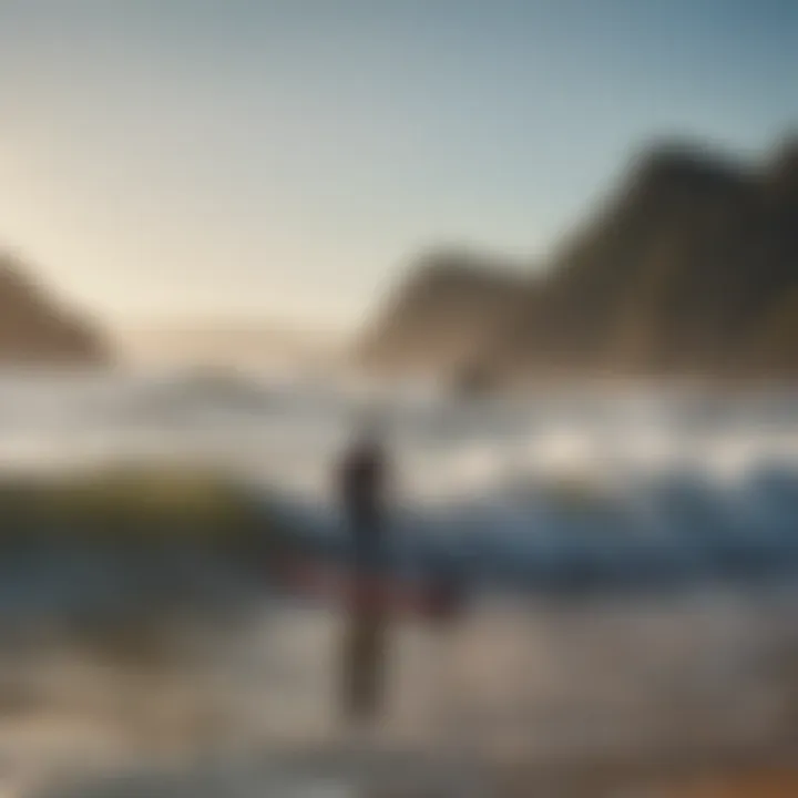 Paddleboarder observing tide movements