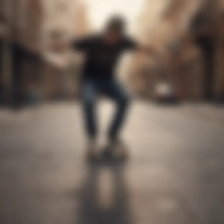 Skateboarder practicing balance and control on a smooth pavement