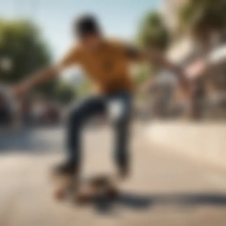 Skateboarder performing a perfect ollie on a sunny day