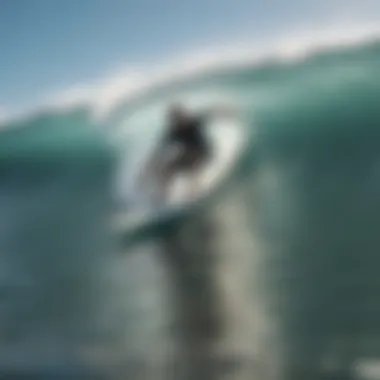 Surfer carving a wave on a sunny day