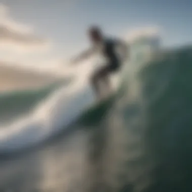 Surfer riding a wave with precision and style