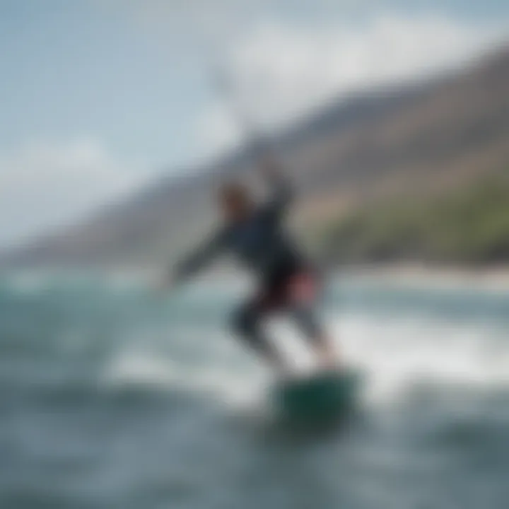 Kite surf instructor guiding students through lesson on Maui waters