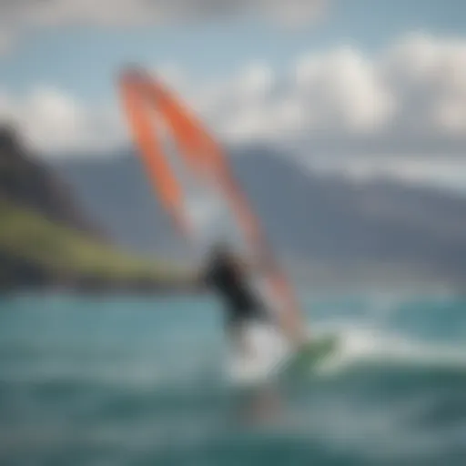 Wind catching kite surfer against vibrant Maui backdrop