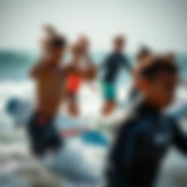 Students in Action Diverse group of students practicing surf techniques