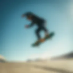 Demonstration of ollie technique with skateboard in mid-air