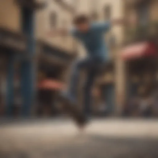 Skateboarder executing a perfect ollie in mid-air