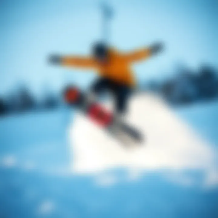 Snowboarder performing an ollie during a trick session