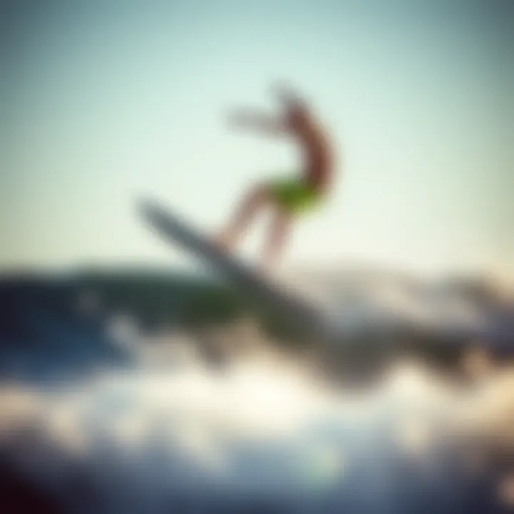 Surfboard ollie technique captured in motion