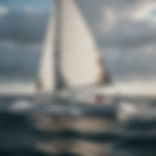 A sailboat gliding gracefully through the ocean under the power of wind