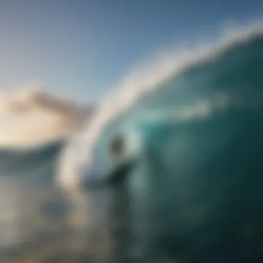 Surfer riding a barrel wave in Maui