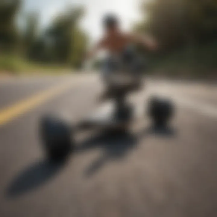 Dynamic longboarding maneuver captured with GoPro mount