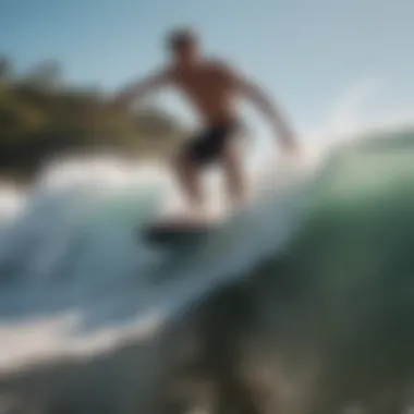 Boosting Airtime with Stomp Pad Skimboarder launching off a wave with stomp pad