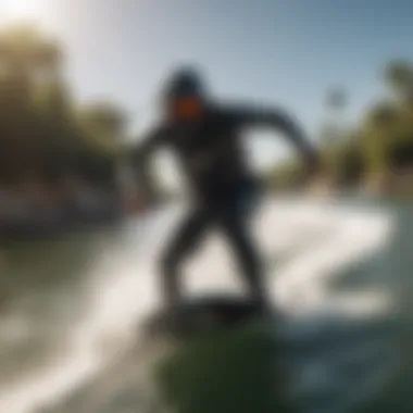 Dynamic image of a wakeboarder performing tricks with a GoPro mouth mount