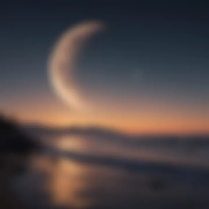 Mysterious Waning Crescent Moon in Twilight