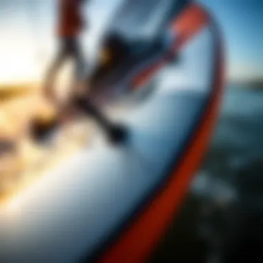 Wakeboard Features Highlighted Close-up of a wakeboard showcasing its features