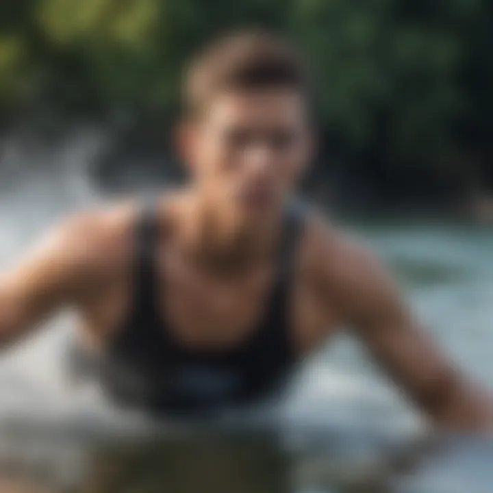 A close-up of a watersports athlete showcasing their skills