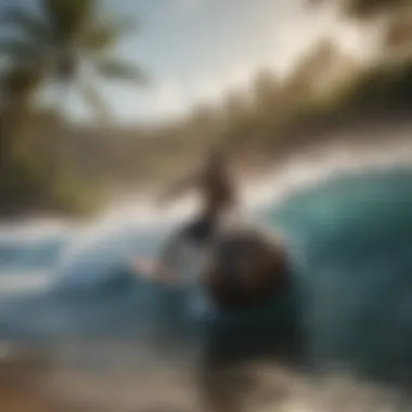 Surfer catching a barrel at Banyans Beach