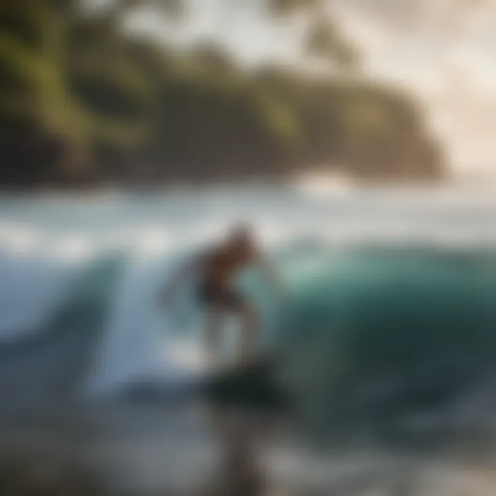 Surfer navigating the surf at Kahalu'u Beach Park