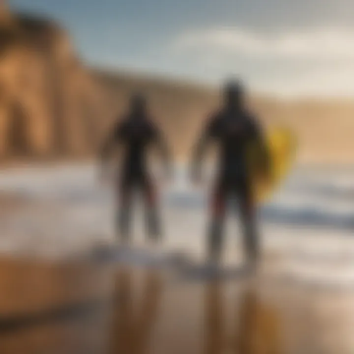 Adventurers preparing for a surf session